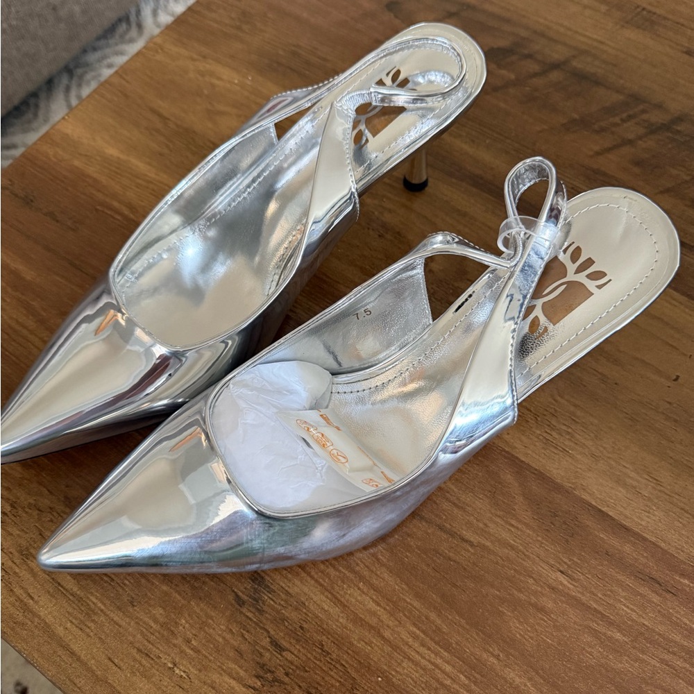 Silver Women's Slingback Heels